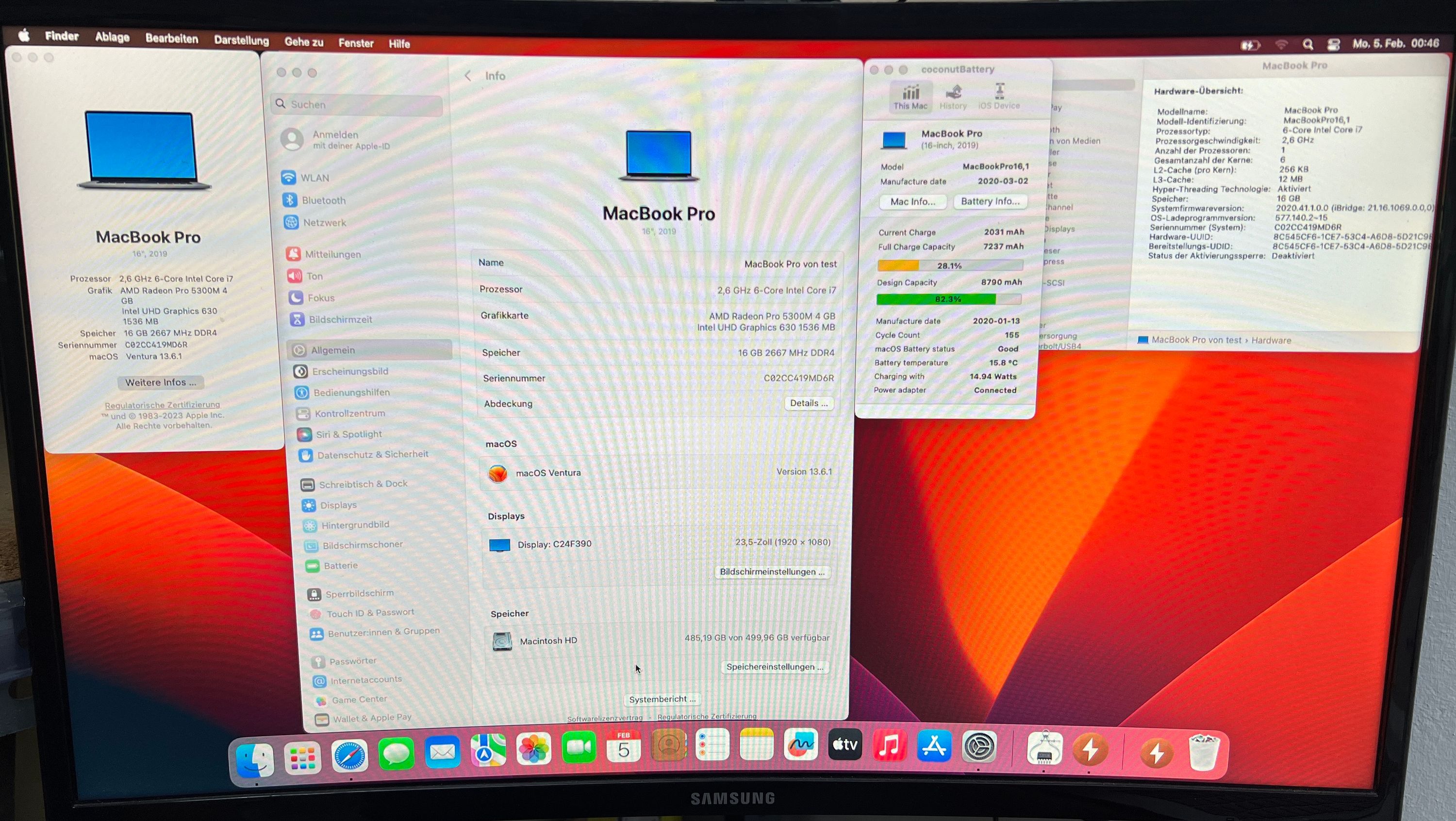 Apple MacBook Pro 16" A2141 Logicboard 2019 i7 2,6 GHz
