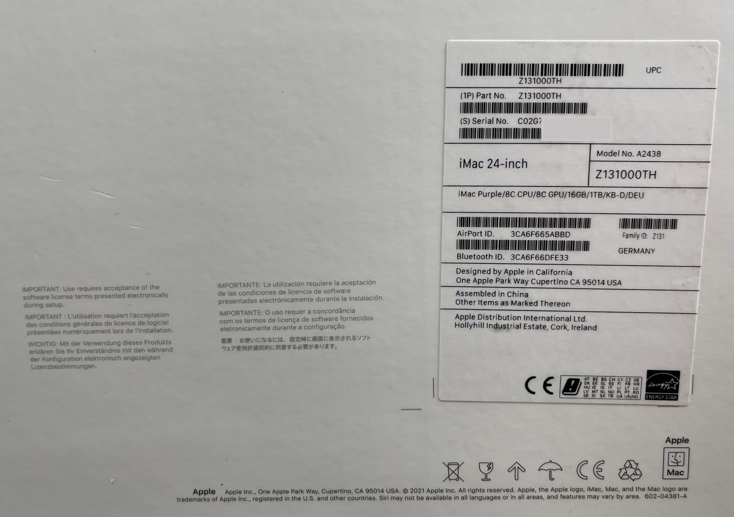 Apple iMac 24" (2021) M1 8-Core GPU - Violett