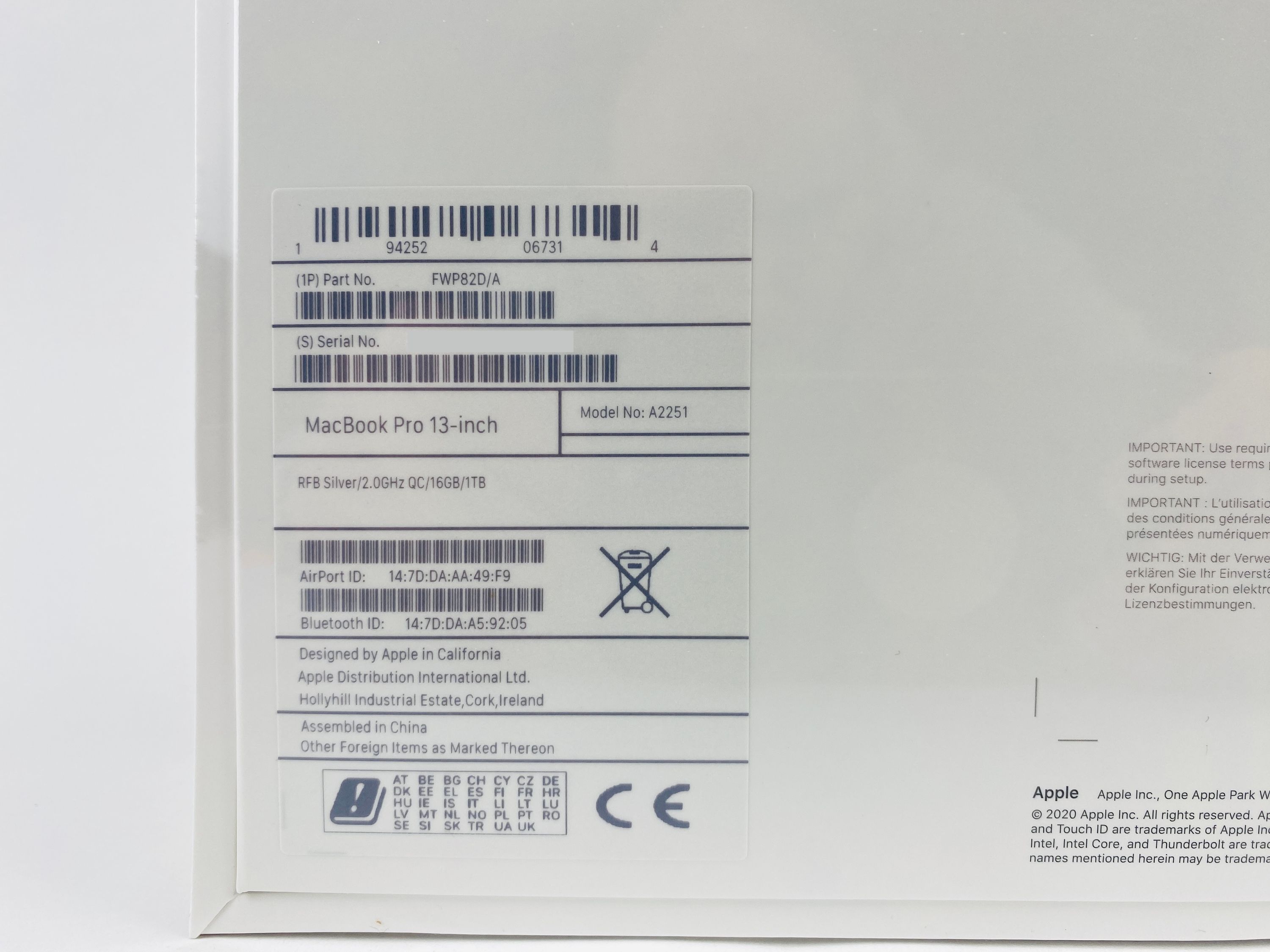 Apple MacBook Pro 13" (2020) Touch Bar i5 2,0 GHz - Silber